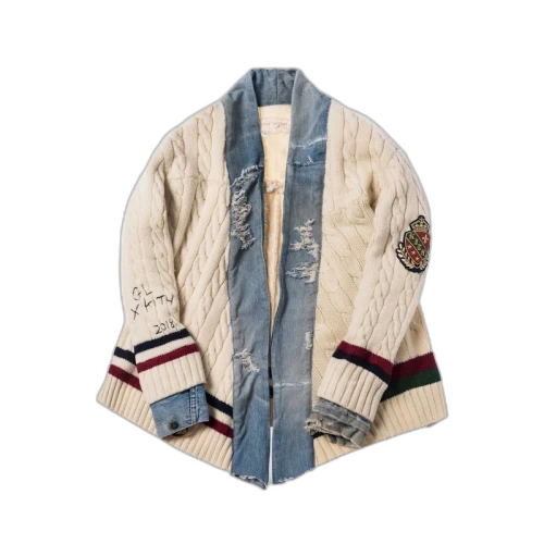 Kith x Greg Lauren Cable Knit Tennis Sweater Kimono Cream