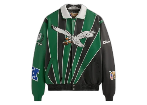 Kith x Jeff Hamilton NFL Eagles Leather Varsity Jacket Multicolor