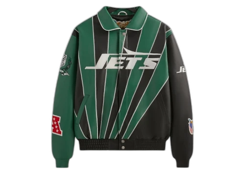 Kith x Jeff Hamilton NFL Jets Leather Varsity Jacket Multicolor