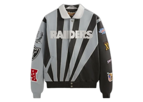 Kith x Jeff Hamilton NFL Raiders Leather Varisty Jacket Multicolor