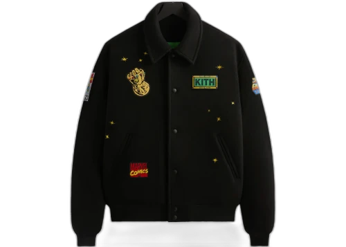Kith x Marvel Universe Varsity Jacket Black