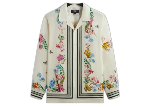 Kith x New York Botanical Garden Floral Border Long Sleeve Thompson Shirt White