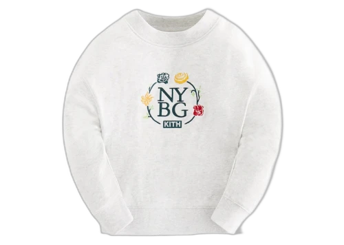 Kith x New York Botanical Garden Kids Logo Nelson Crewneck Light Heather Grey