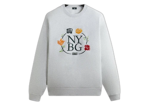 Kith x New York Botanical Garden Logo Nelson Crewneck Light Heather Grey