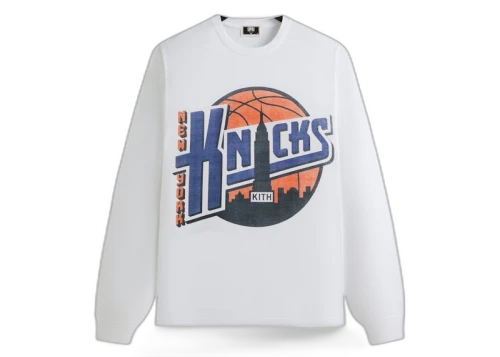 Kith x New York Knicks City Vintage Long Sleeve Tee White