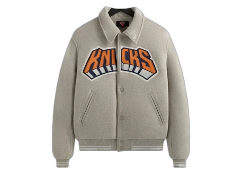 Kith x New York Knicks Empire Wool Coaches Jacket Light Heather Grey