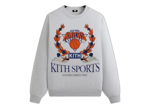 Kith x New York Knicks Laurel Vintage Nelson Crewneck Light Heather Grey