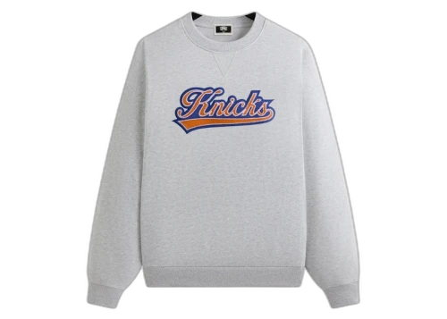 Kith x New York Knicks Script Vintage Nelson Crewneck Light Heather Grey
