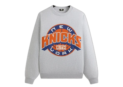 Kith x New York Knicks Showtime Vintage Nelson Crewneck Light Heather Grey