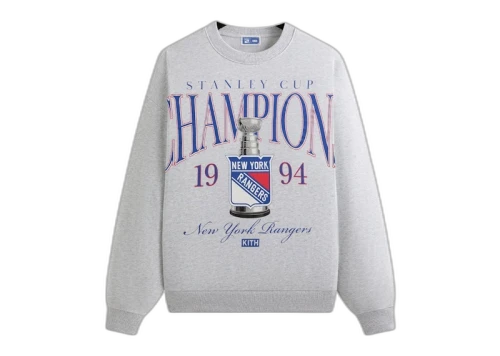 Kith x New York Rangers Champions Nelson Crewneck Light Heather Grey