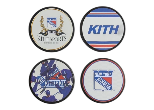 Kith x New York Rangers For Inglasco 4-Pack Puck Coasters Multicolor