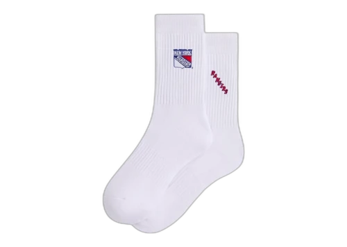 Kith x New York Rangers Shield Crew Socks White