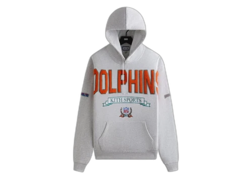 Kith x NFL 47 Dolphins Nelson Hoodie Light Heather Grey