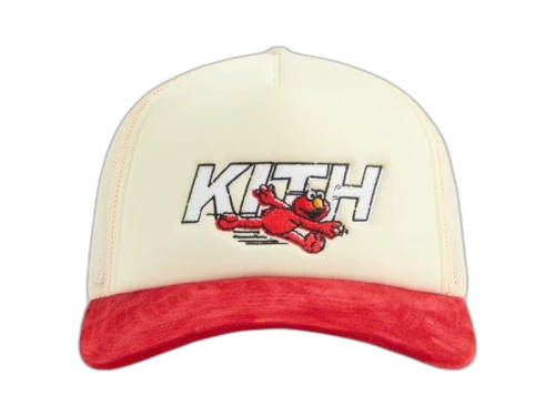 Kith x Sesame Street Fast Elmo Nolan Trucker Cap Sandrift
