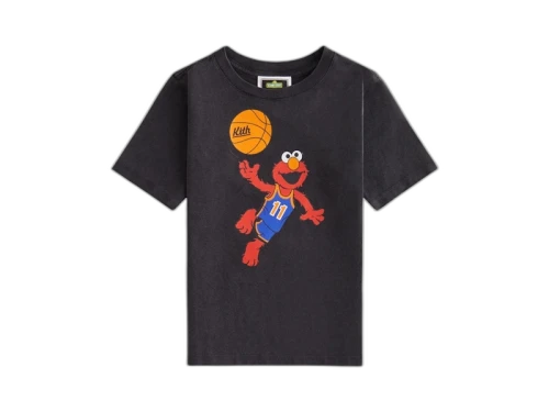 Kith x Sesame Street Kids Basketball Elmo Vintage Tee Black