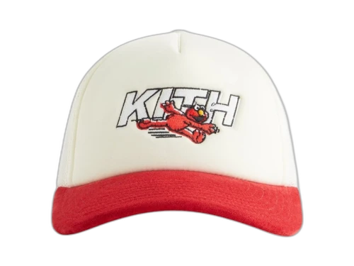 Kith x Sesame Street Kids Elmo Trucker Hat Sandrift