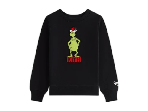 Kith x The Grinch Kids Classic Standing Logo Crewneck Black