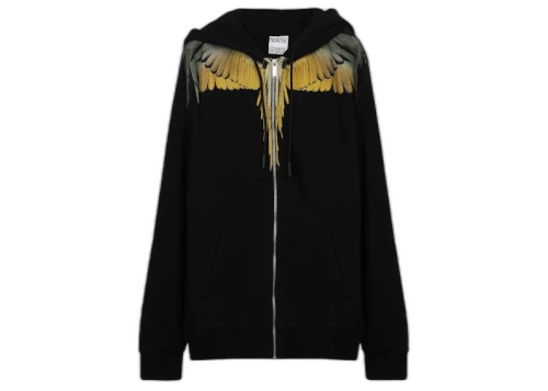 Marcelo Burlon Wings Zip Up Hoodie Black/Yellow
