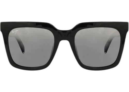 Maui Jim Square Frame Acetate Sunglasses DSB898-02 Black Black Silver