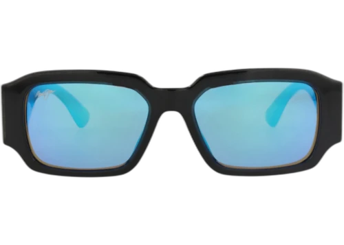 Maui Jim Square Frame Nylon Sunglasses B639-02 Black Black Blue