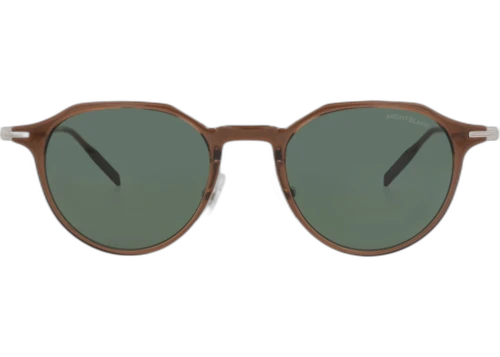 Montblanc Round Frame Injection Sunglasses MB0355S-30015753-005 Brown Silver Green