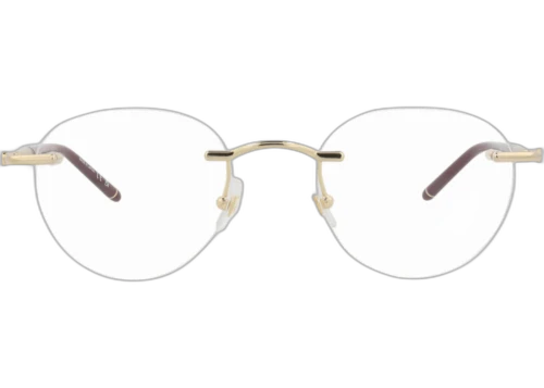 Montblanc Round Frame Metal Optical Frames MB0244O-30013557-003 Gold Burgundy Transparent