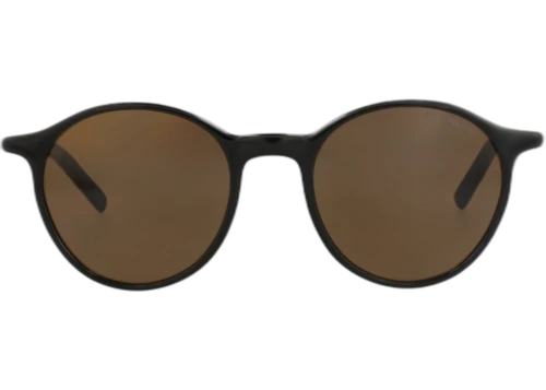 Montblanc Round Frame Recycled Injected Acetate Sunglasses MB0324S-30015112-001 Black Black Brown