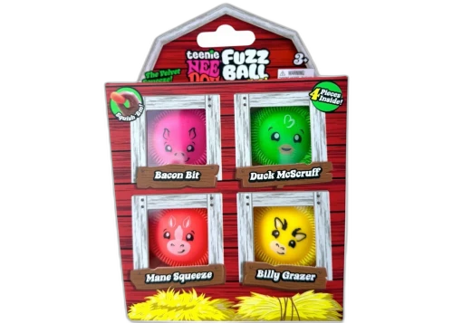 NeeDoh Barnyard Fuzzball Squishy Fidget Toy 4-Pack