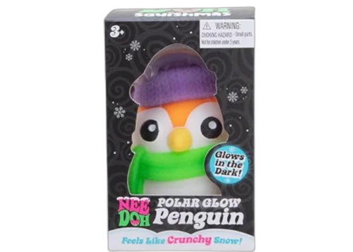 NeeDoh Polar Glow Penguin Squishy Fidget Toy Orange