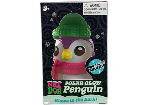 NeeDoh Polar Glow Penguin (Super Solid Squish Sticker) Squishy Fidget Toy Purple
