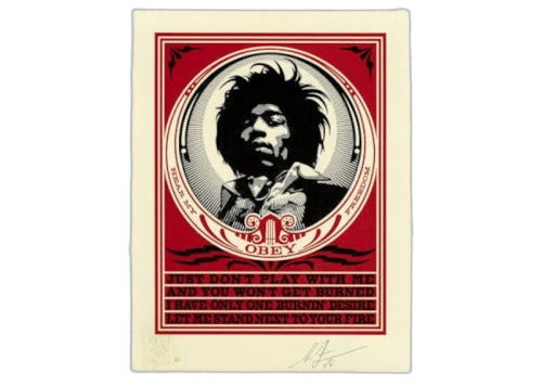Obey Giant Hendrix Fire Letterpress Print