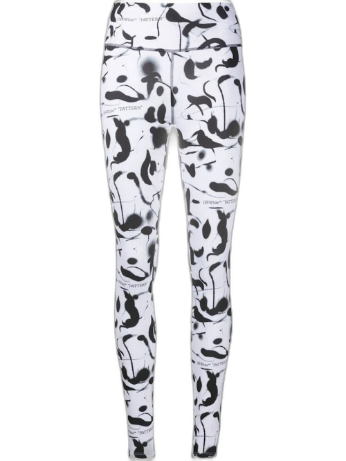 OFF-WHITE Abstract Print Performance Leggings Black/White