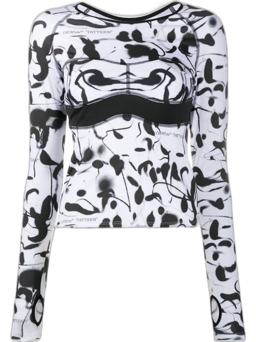 OFF-WHITE Abstract Print Performance Longsleeve T-Shirt Black/White
