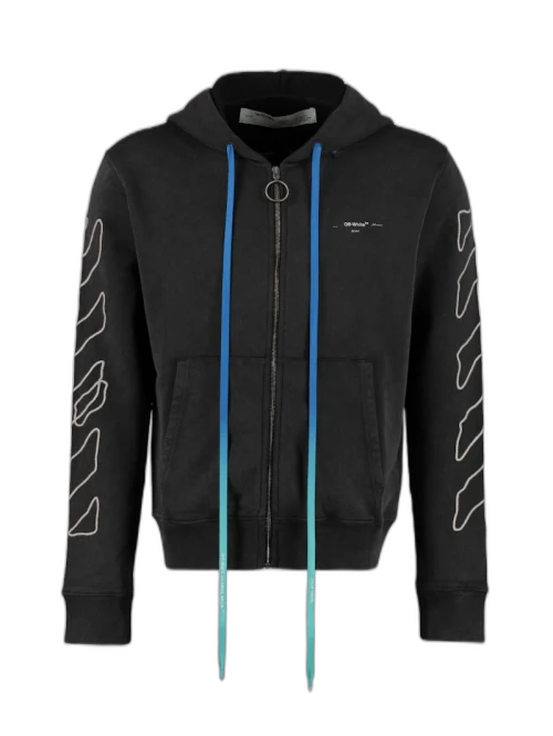 OFF-WHITE Embroidered Abstract Arrows Zip Hoodie Black