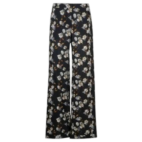 OFF-WHITE Floral Print Crepe Pajama Pants Black/Multicolor
