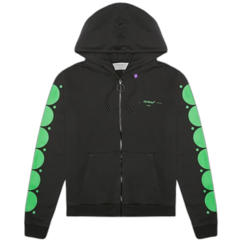 OFF-WHITE Green Dots Zip Hoodie Black