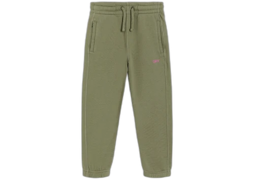 OFF-WHITE Kids Stamp Sweatpants Military Green/Pink