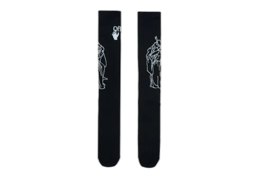 OFF-WHITE Kiss Sketch Socks Black/White