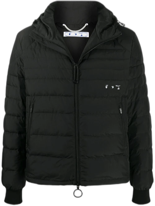 OFF-WHITE New Logo Hooded Puffer Jacket Black/White