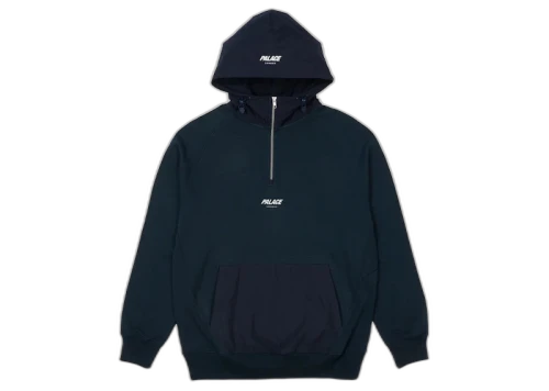 Palace 1/4 Zip Cotton Panel Hood Navy