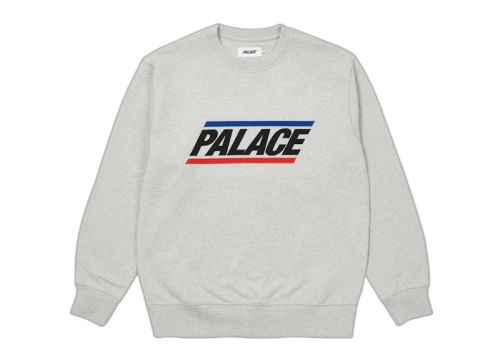 Palace Basics Logo Crew Grey Marl