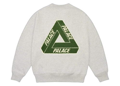 Palace Chenille Tri-Ferg Crew Grey Marl
