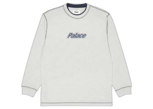 Palace Double Collar Longsleeve Top Grey Marl