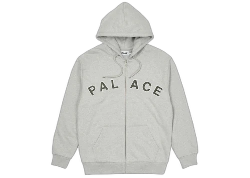 Palace Felt Letters Zip Hood Grey Marl