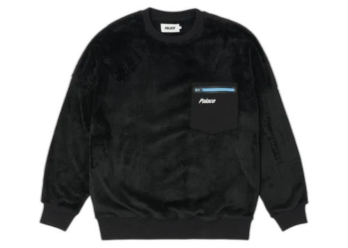 Palace Fleece Pocket Drop Shoulder Crew Black