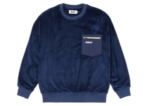 Palace Fleece Pocket Drop Shoulder Crew Blue