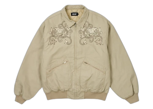 Palace Floral Canvas Bomber Jacket Stoney Grey