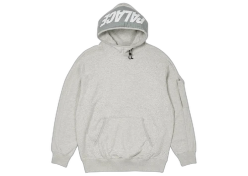 Palace Giant Woven Label Hood Grey Marl