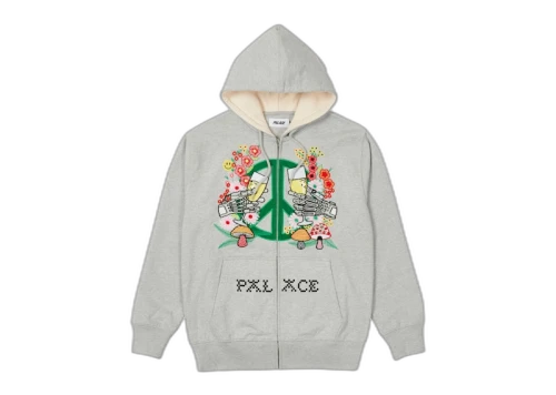 Palace Hippy Salute Zip Hood Grey Marl