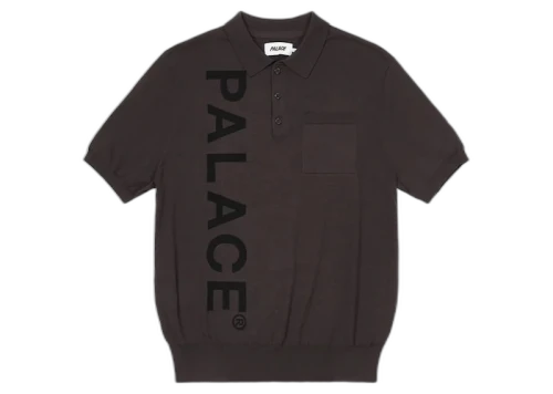 Palace Intarsia Font Polo Black